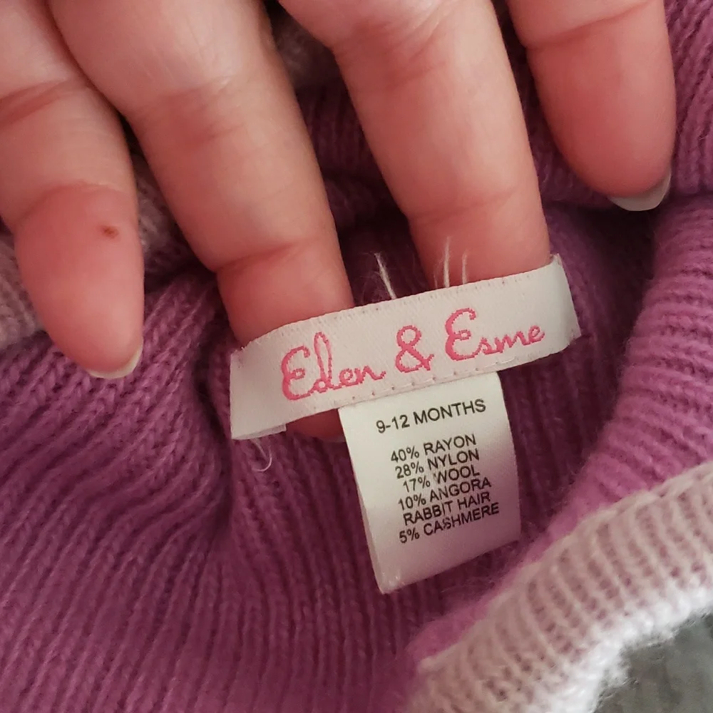 Purple toboggan Eden & Esme hat beanie 9-12m Long Tails